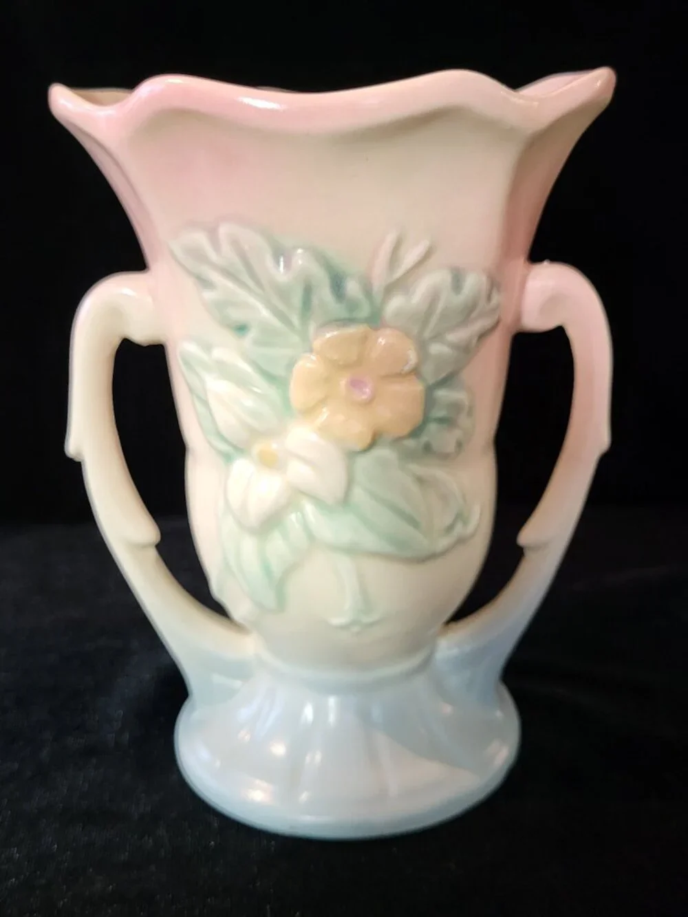 Vintage 1940s Hull Art Pottery Wildflower Vase Double Handled Pastel W-3